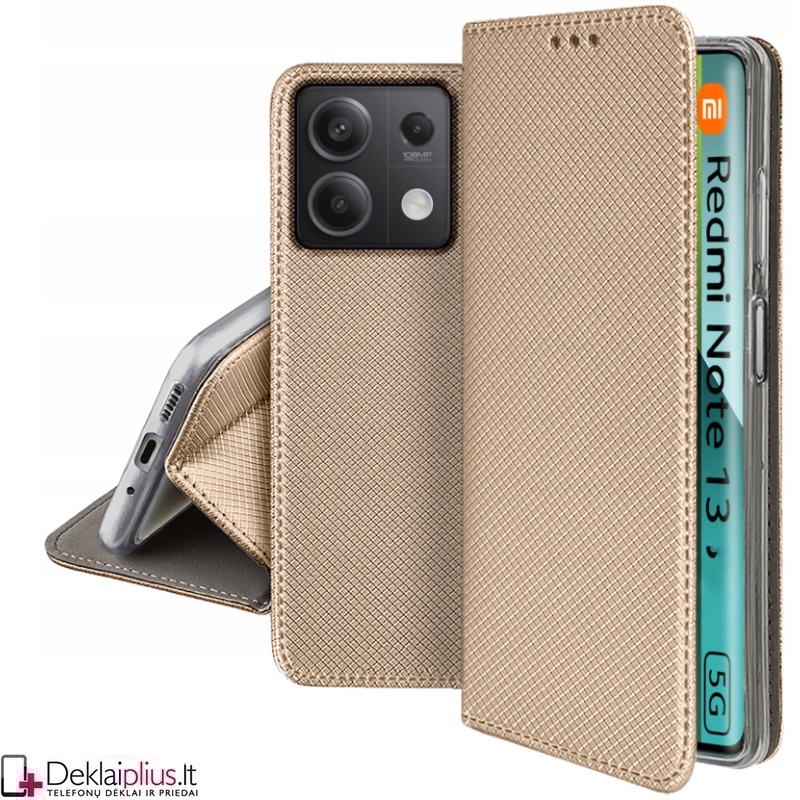 Telone atverčiamas dėklas - auksinės spalvos (Xiaomi Redmi Note 13 5G) Telone atverčiamas dėklas - auksinės spalvos (Xiaomi Redmi Note 13 5G)